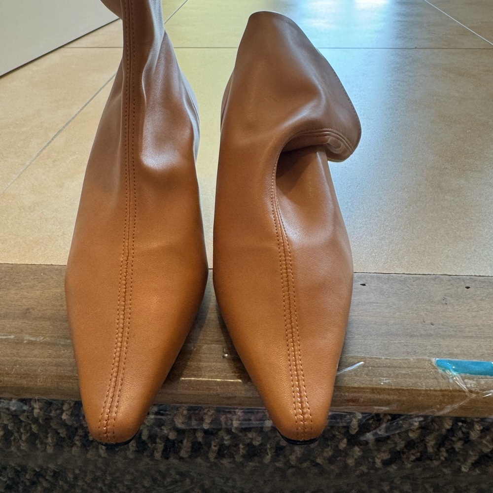 Tan Pointed Toe Ankle Boots